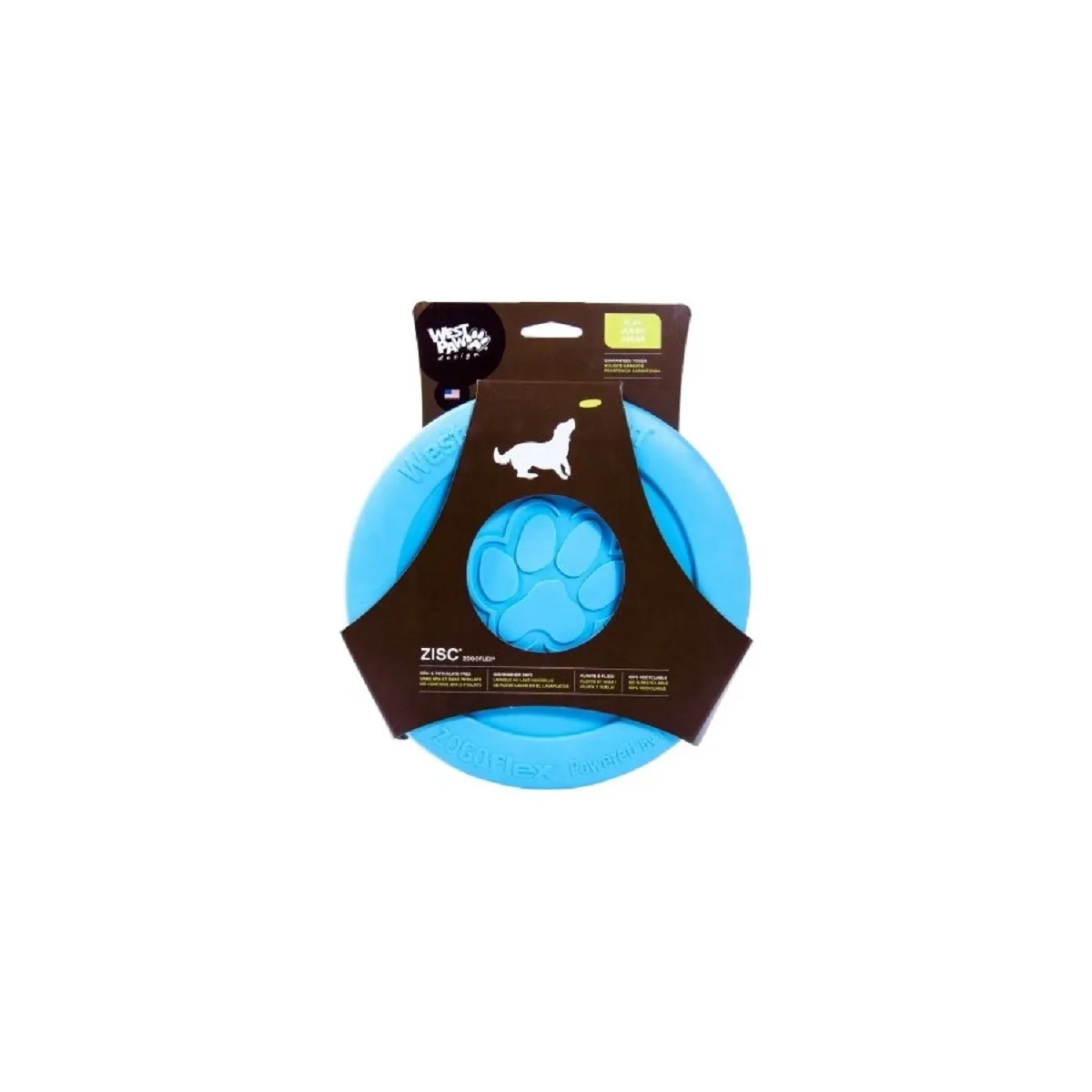 West Paw Zisc игрушка для собак, летающая тарелка, 21,6 см, синяя - Изображение товара