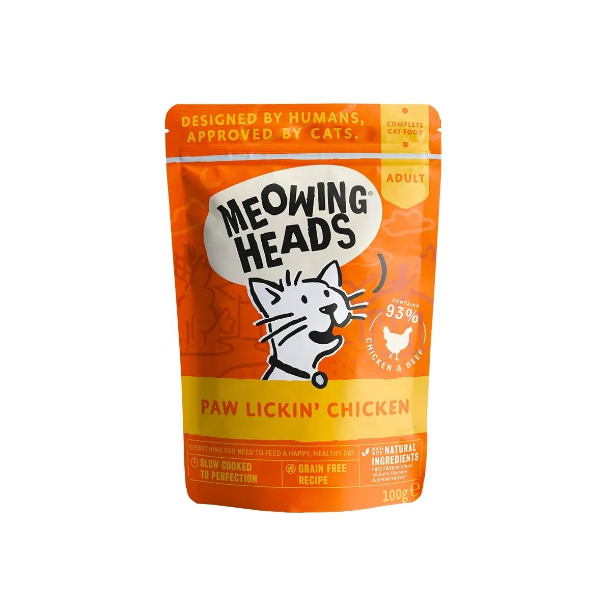 Meowing Heads Paw Lickin влажный корм для кошек, курица, 100 г - Изображение товара 1