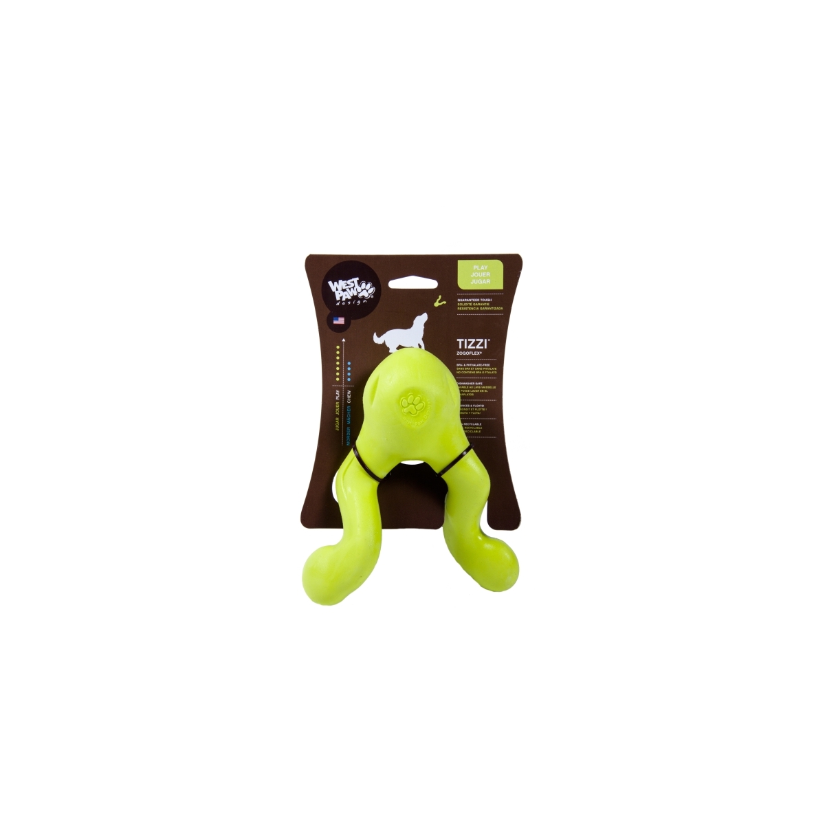 West Paw Tizzi L игрушка для собак, 16,5см, зеленая