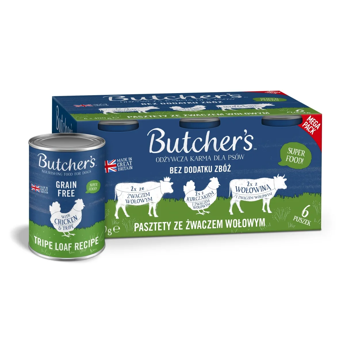BUTCHERS KOERA KONSERV MULTIP. TRIPE MIX KANA/VEIS 400G N6 - Изображение товара
