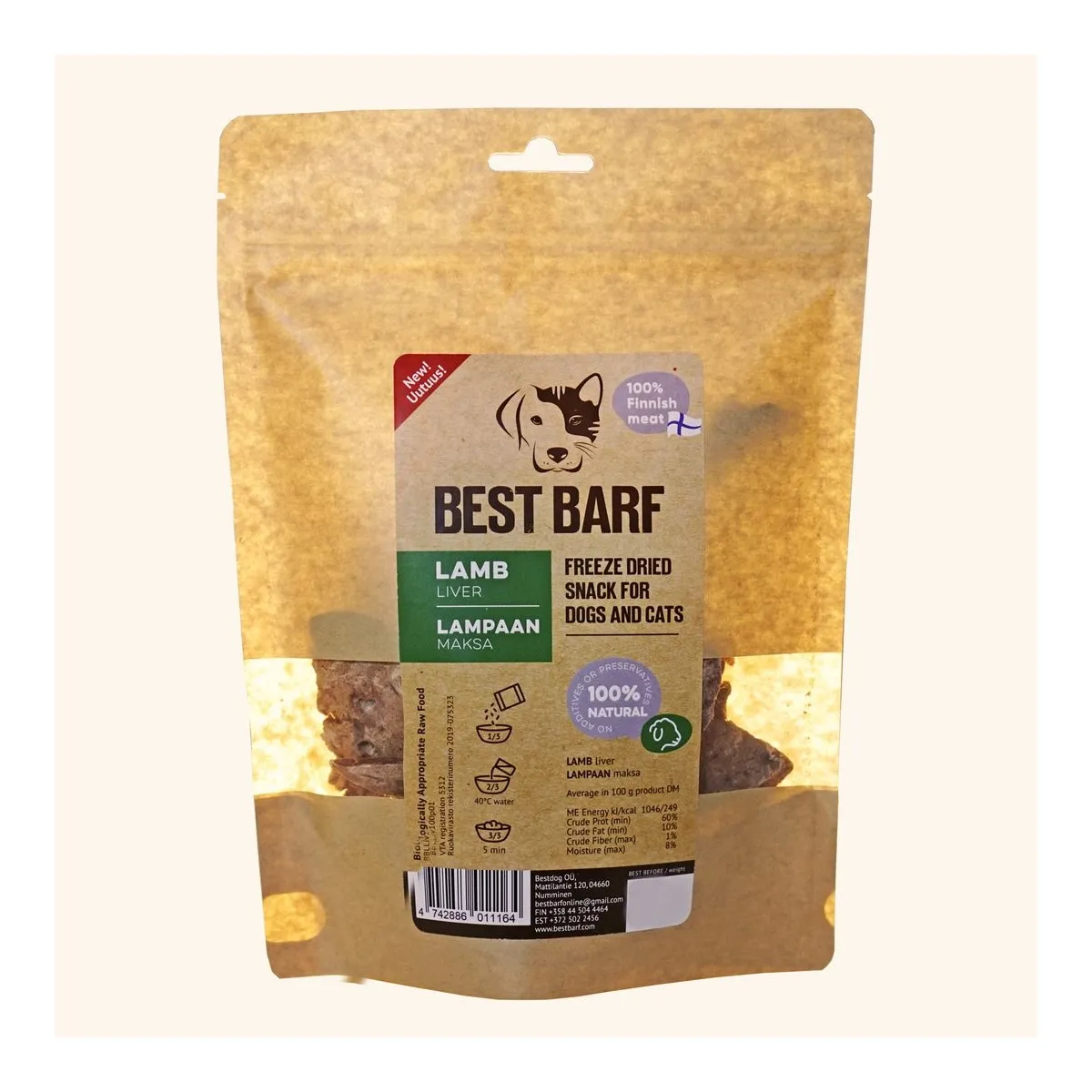 Best Barf лакомство холодной сушки, баранья печень 50 г - Изображение товара 1