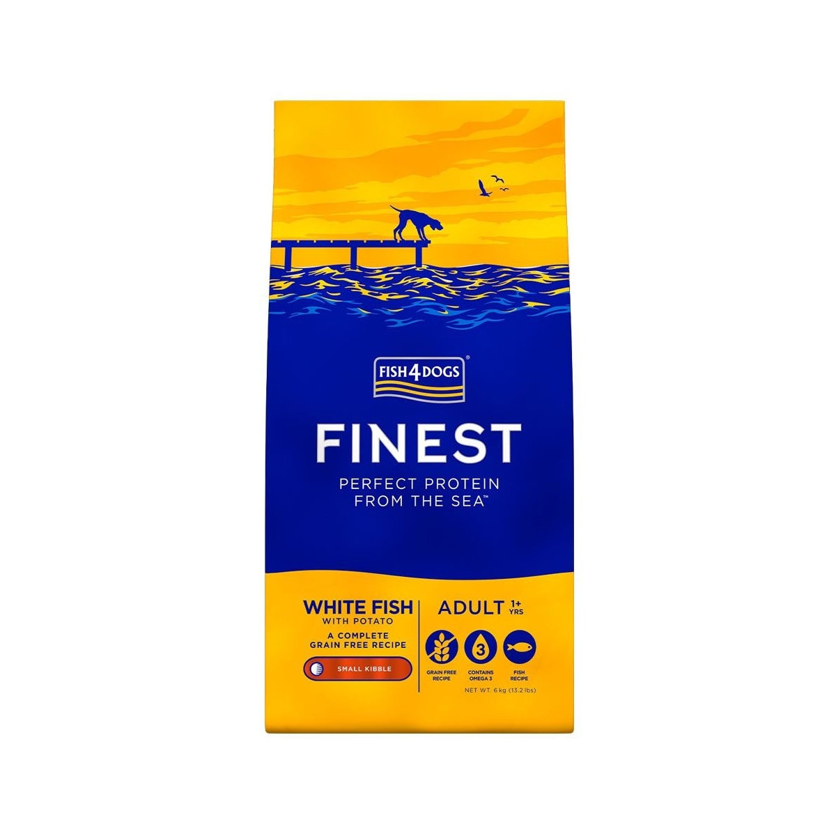 Fish4Dogs сухой корм для собак, белая рыба, мелкие гранулы, 6 кг - Изображение товара 1
