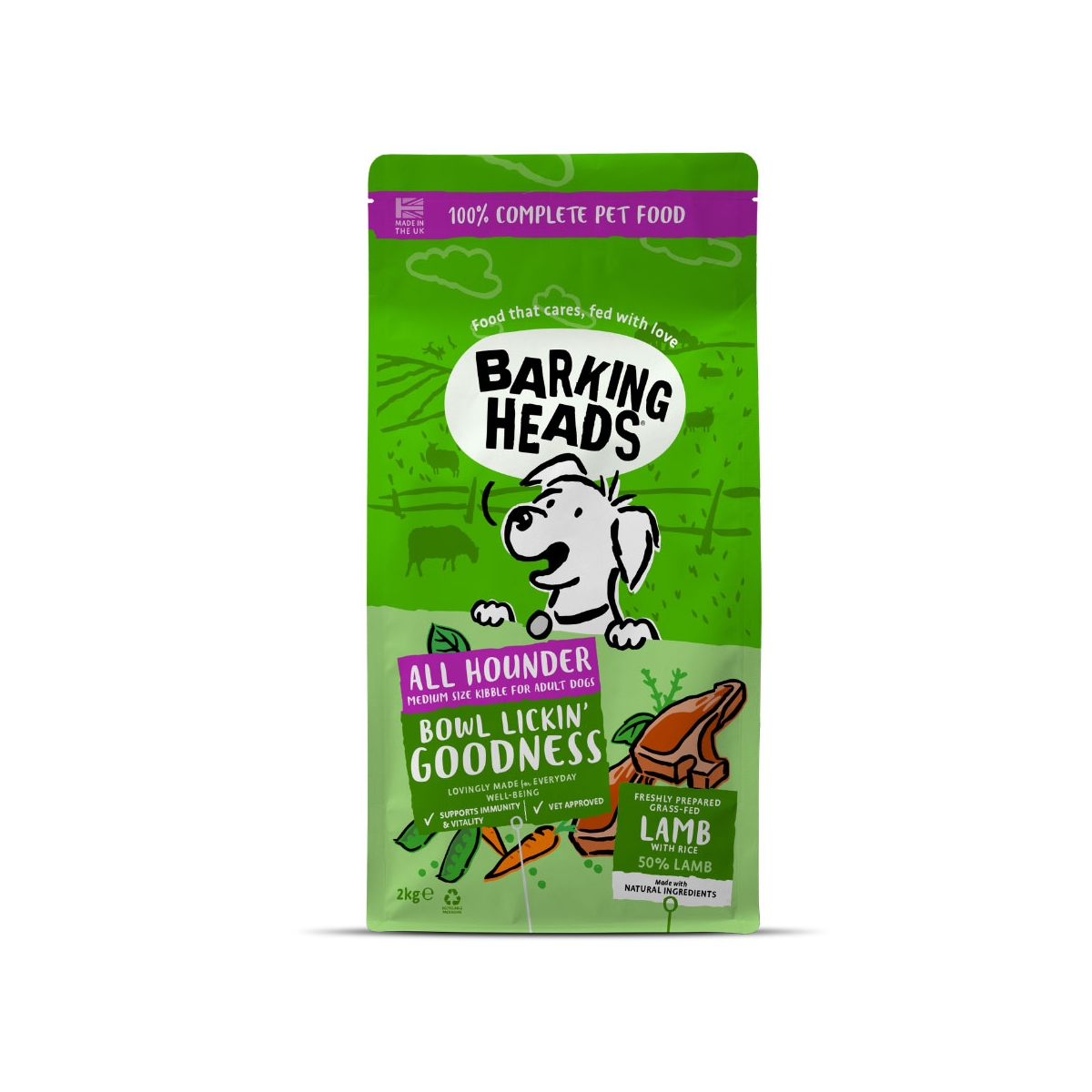 Barking Heads Chop Lickin сухой корм для собак, ягненок, 2  кг - Изображение товара 1