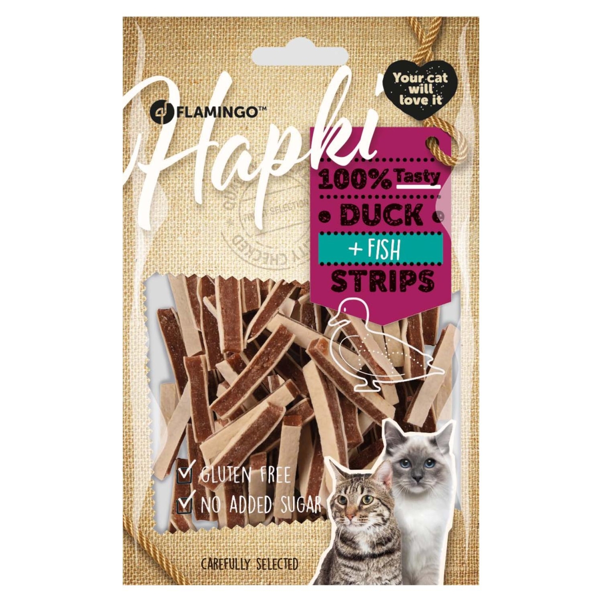 Flamingo Hapki лакомство для кошек Duck Strips 50 г - Изображение товара