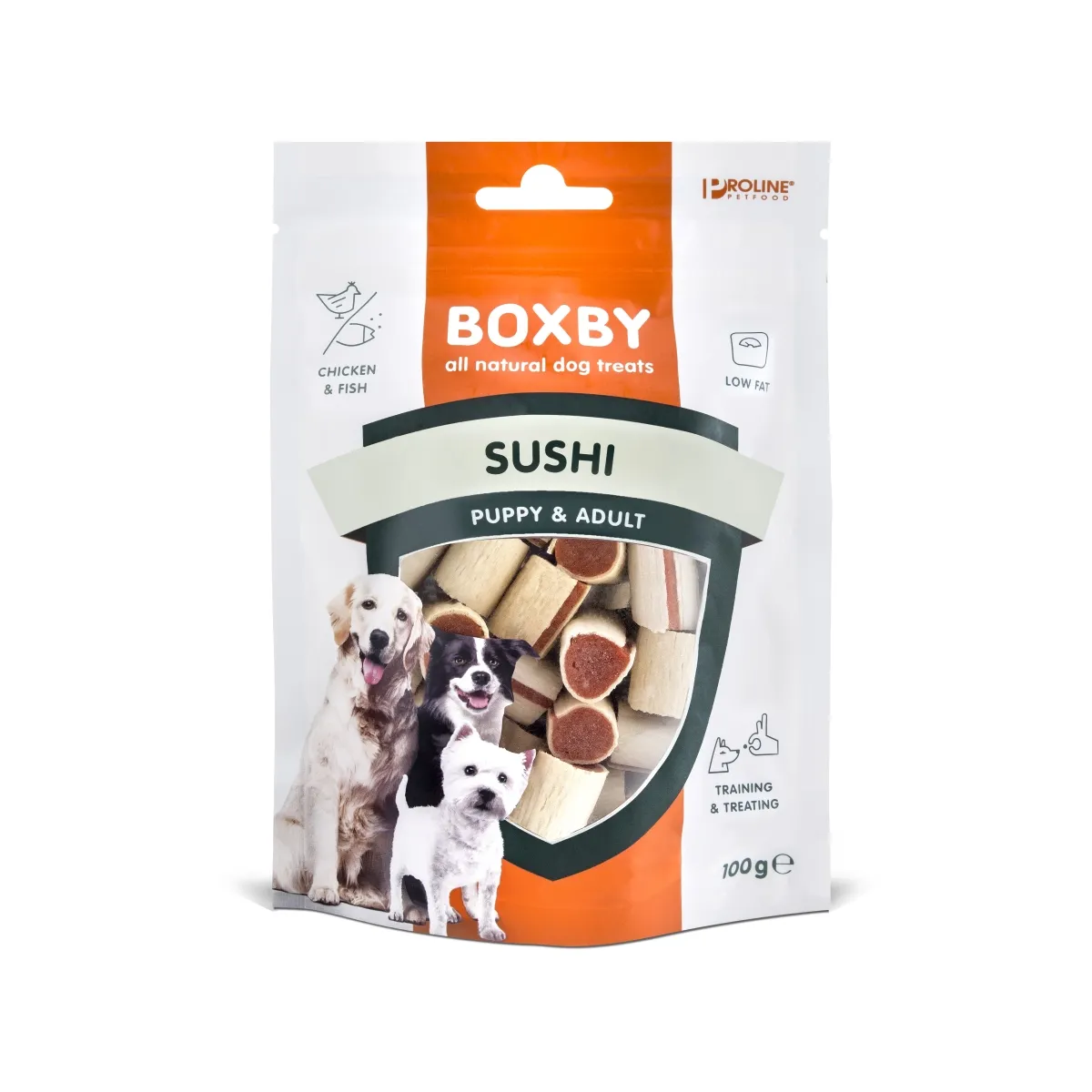 Boxby Sushi лакомство для собак, курица/рыба, 100г - Изображение товара