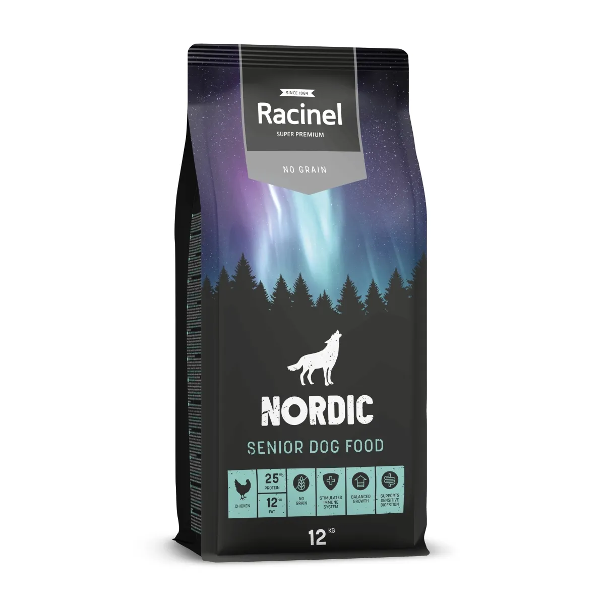 Racinel Black Label  полноценный корм для пожилых собак курица, 12 кг - Изображение товара