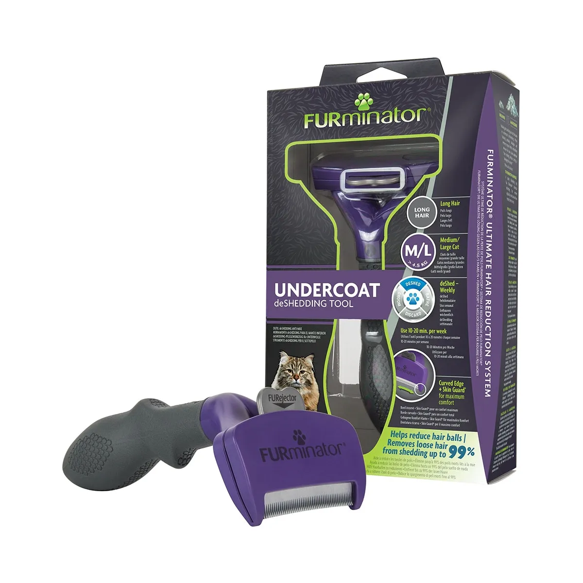 Furminator расческа для длинношерстных кошек, L - Изображение товара