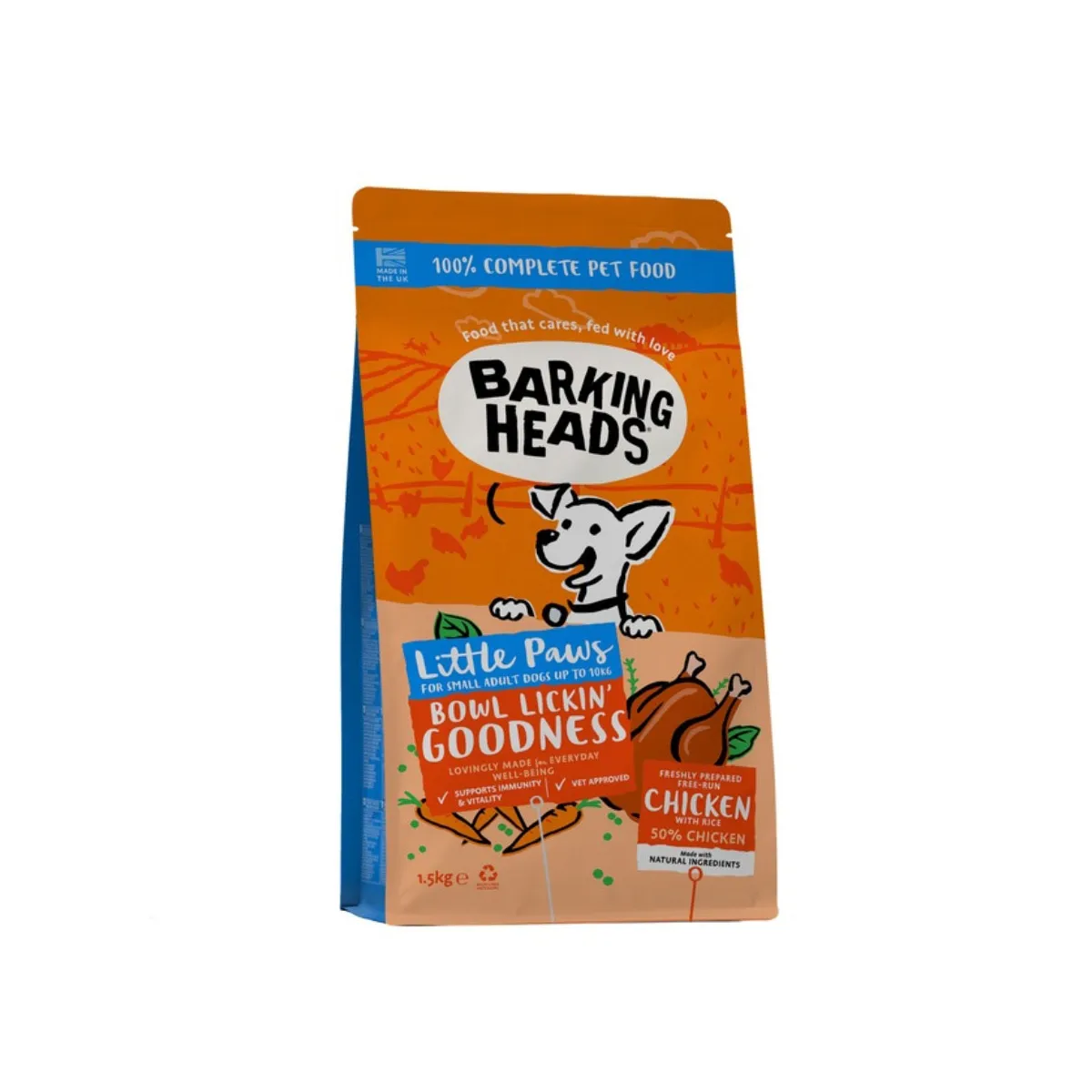 Barking Heads Bowl Lickin корм для собак мелких пород, курица, 1,5кг - Изображение товара 1