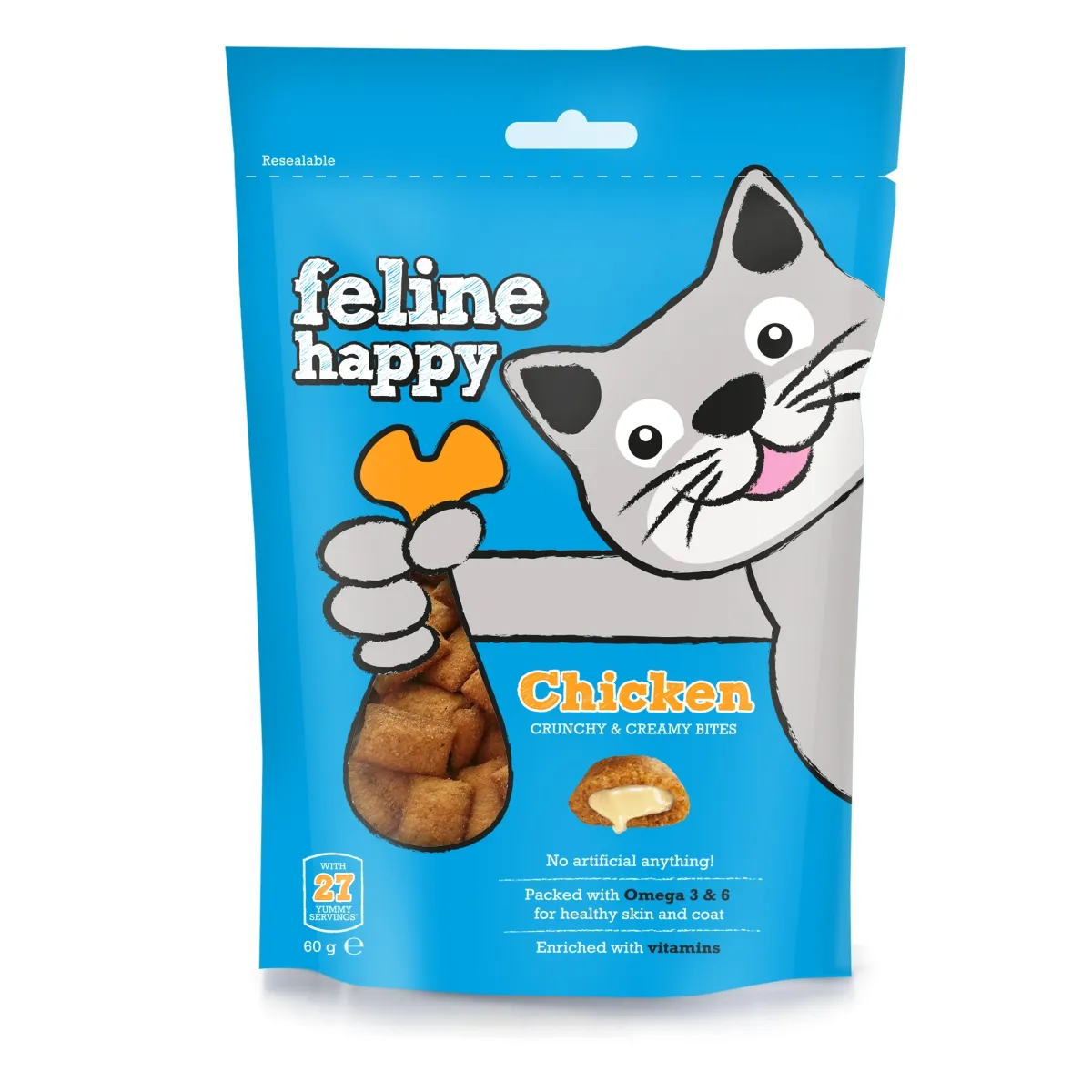 VETIQ Feline Happy лакомство для кошек, курица, 60 г - Изображение товара