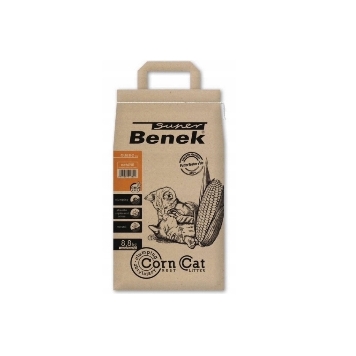 Certech Super Benek кошачий наполнитель, кукуруза, натуральный, 14л