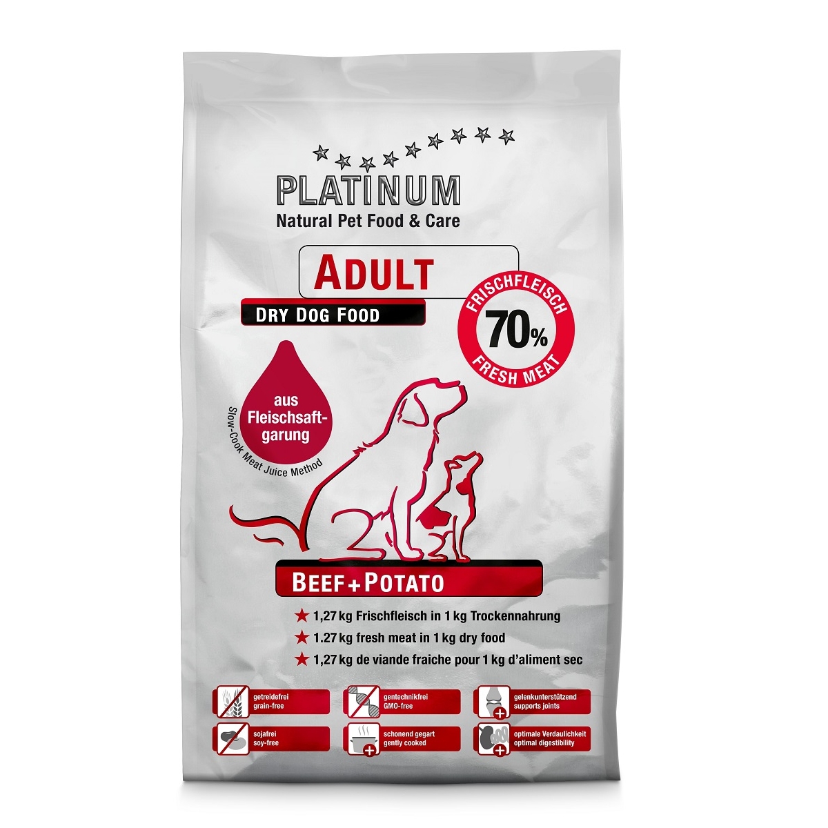 Platinum корм для собак, говядина/картофель, 5 кг