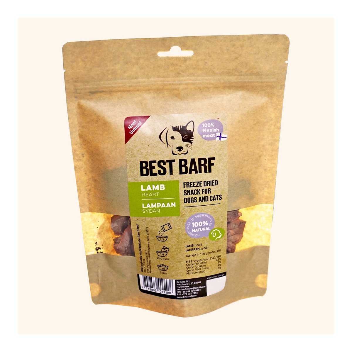 Best Barf лакомство холодной сушки, баранье сердце 100 г - Изображение товара 1