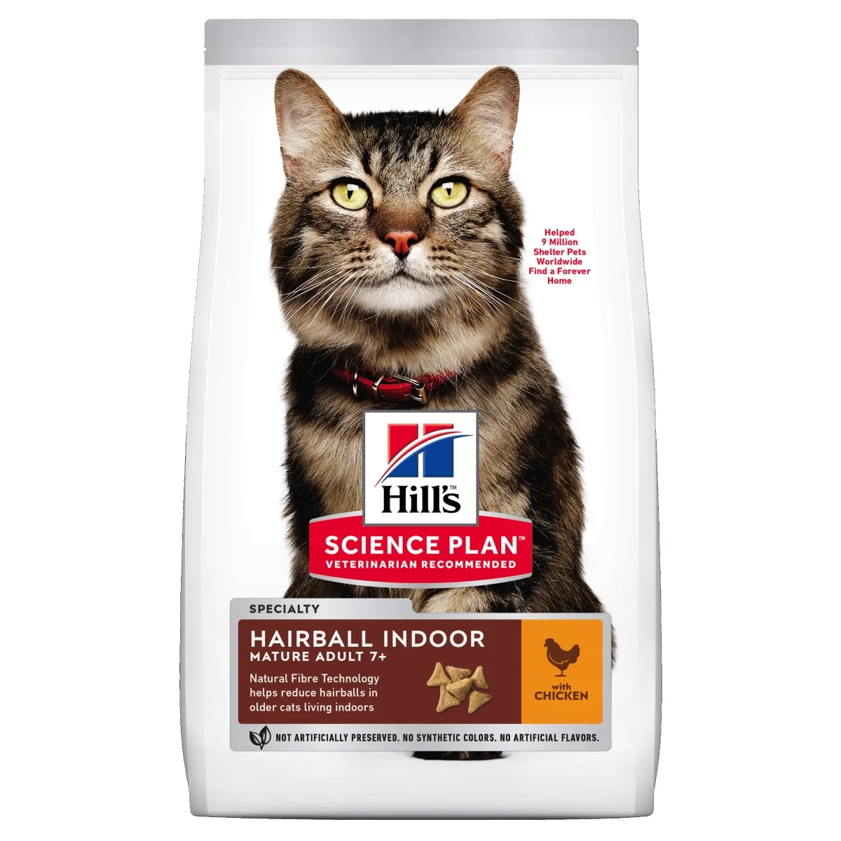 Hills Hairball/Indoor Mature 7+ сухой корм для пожилых кошек, 1,5 кг - Изображение товара
