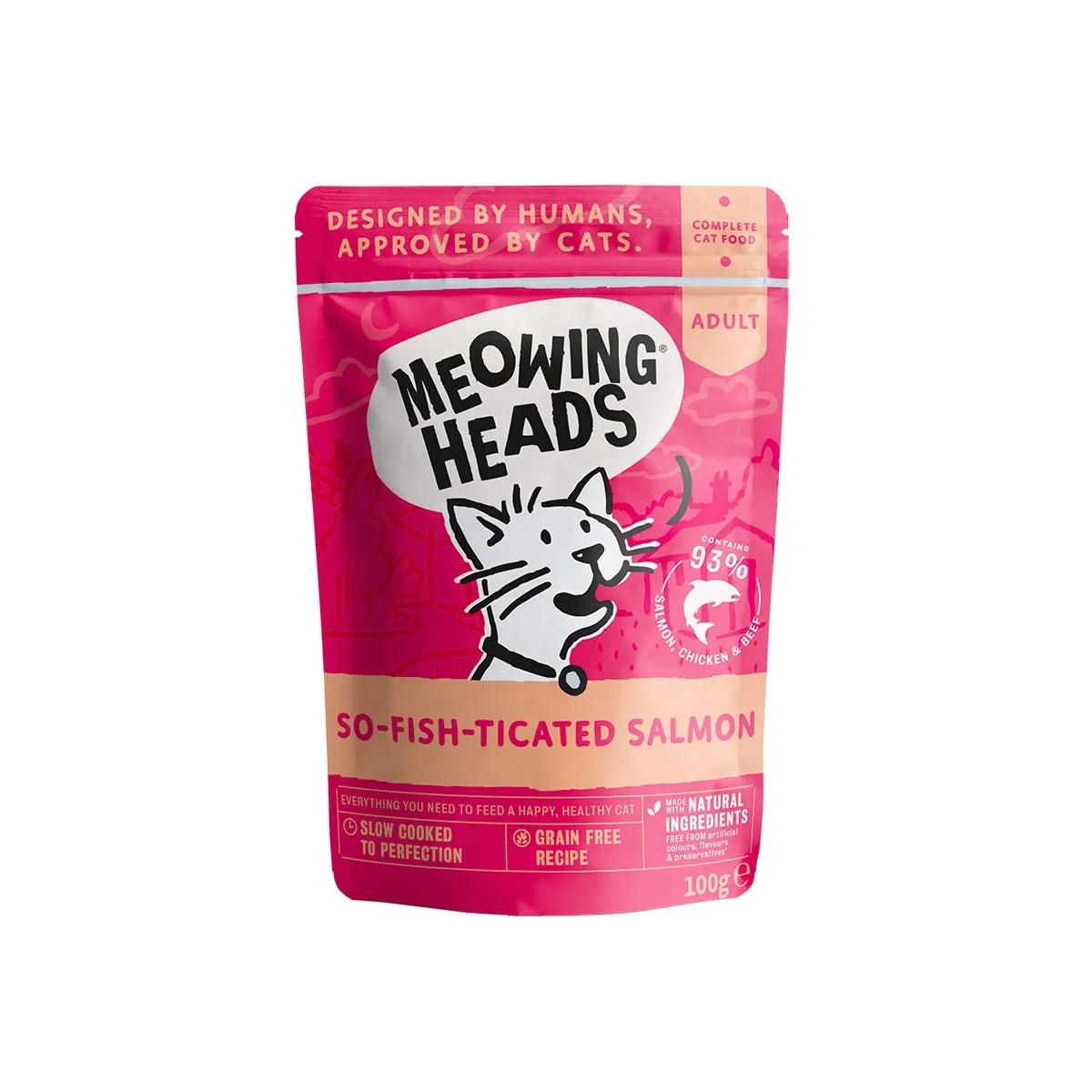Meowing Heads So Fish влажный корм для кошек, лосось, 100 г - Изображение товара 1