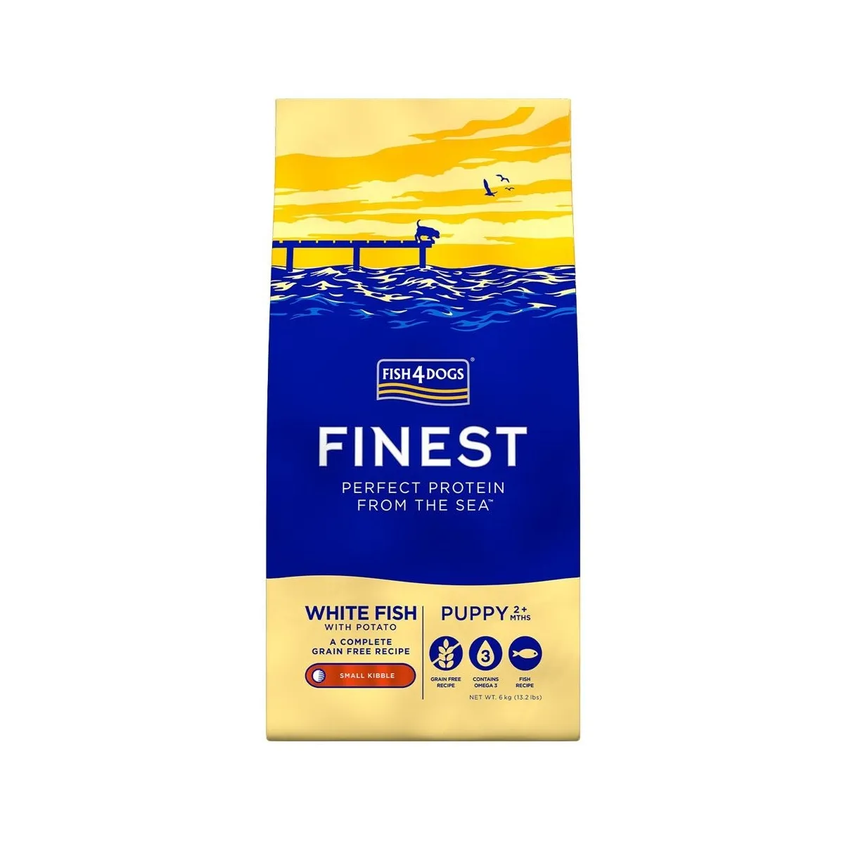 Fish4Dogs корм для щенков, белая океанская рыба, мелкие гранулы, 6кг - Изображение товара