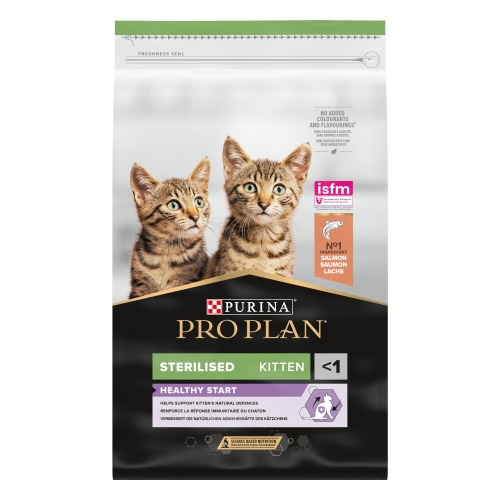 Pro Plan корм для стерилизованных котят, лосось, 10 кг
