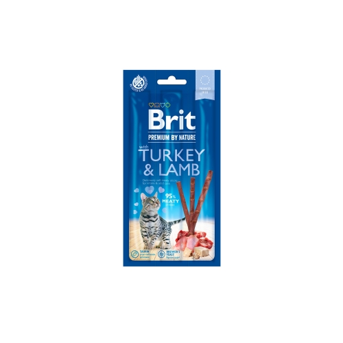 Brit Premium By Nature лакомство для кошек индюк/баран 3тк