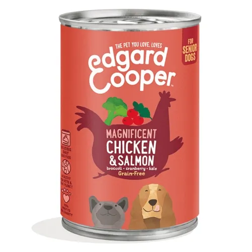 Edgard Cooper консервы для пожилых собак, курица/лосось, 400 г
