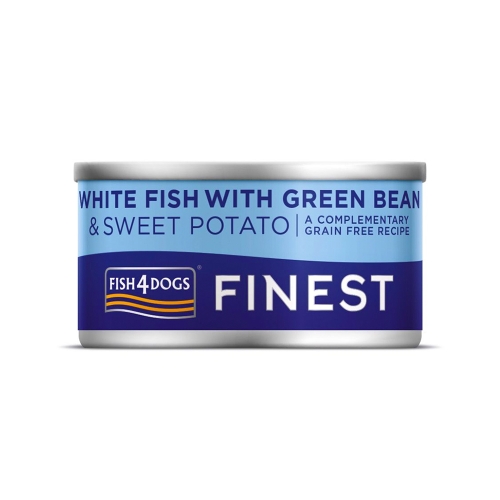Fish4Dogs консервы для собак с белой рыбой, сладким картофелем и фасол