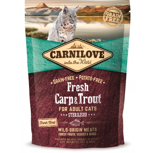 Carnilove Fresh корм для стерилизованных кошек, карп/форель, 400 г