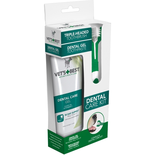 Vets Best набор для ухода за полостью рта для собак: гель+зубная щетка