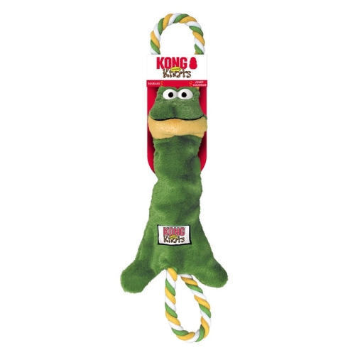 Kong Tugger Knots игрушка для собак из текстиля, лягушка  с веревкой