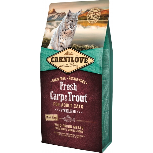 Carnilove Fresh корм для стерилизованных кошек, карп/форель, 6кг