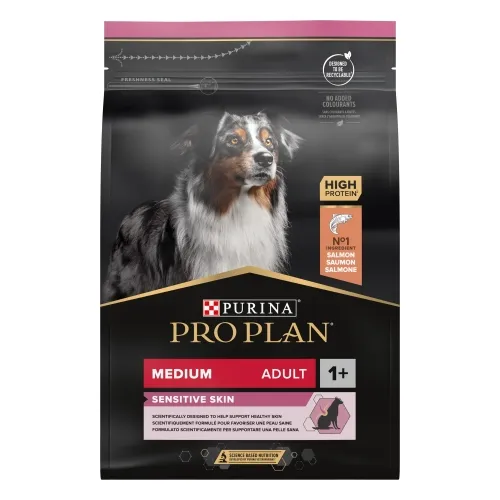 Pro Plan корм для собак средних пород с проблемной кожей, лосось, 3 кг