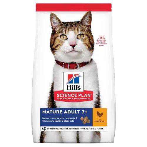 Hills Mature 7+ сухой ком для кошек 7+, курица, 1,5 кг