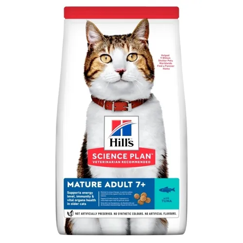 Hills Mature 7+ сухой корм для кошек, тунец, 1.5 кг