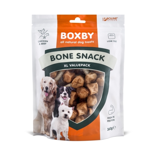 Boxby дакомство для собак bone snack курица/говядина 360 г