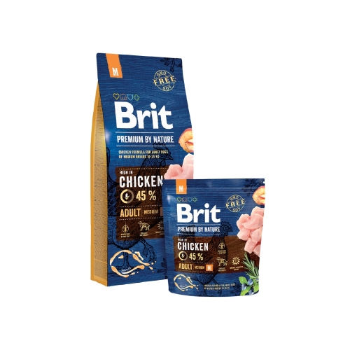 Brit Premium M сухой корм собак, курица, 15 кг