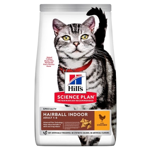 Hills Hairball/Indoor сухой корм для кошек, курица, 1,5 кг