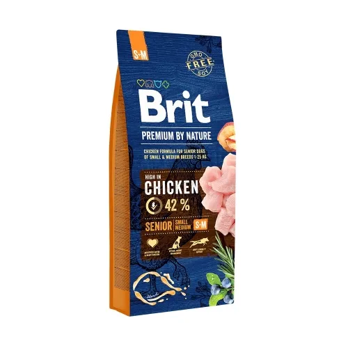 BRIT PREMIUM KOERA TÄISSÖÖT S+M SEENIOR KANA 15KG*