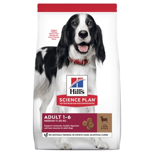 Hills Canine Adult Medium - сухой корм для собак, ягнёнок, 14 кг