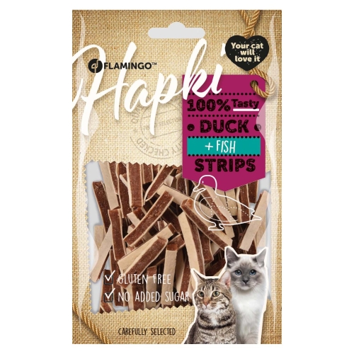 Flamingo Hapki лакомство для кошек Duck Strips 50 г