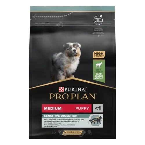 Pro Plan корм для щенков средних пород с пробл. пищ., ягненок, 3 кг