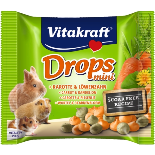 Vitakraft Drops Mini лакомство для грызунов, морковь/одуванчик, 40 г