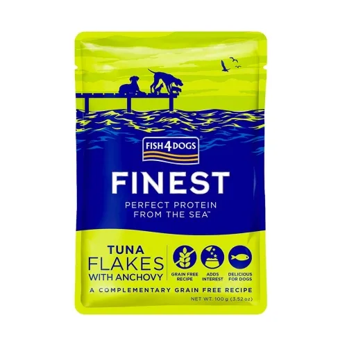 Fish4Dogs Finest Flakes  влажный корм для собак, тунец/анчоус 100 г