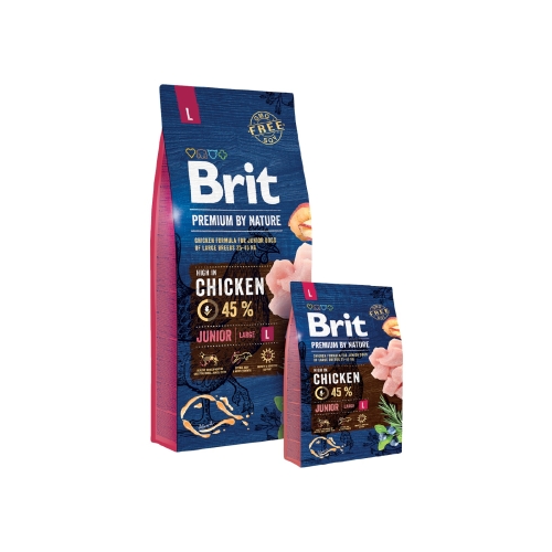 Brit Premium L сухой корм для молодых собак, курица, 15 кг