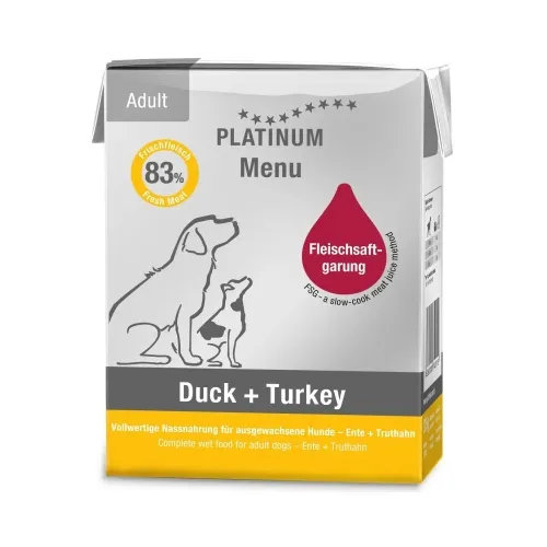Platinum Menu консервы для собак, утка/индейка, 375г