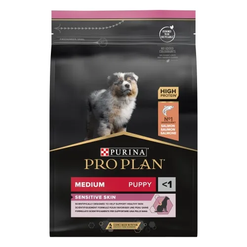 Pro Plan корм для щенков средних пород с проблемной кожей, лосось, 3кг