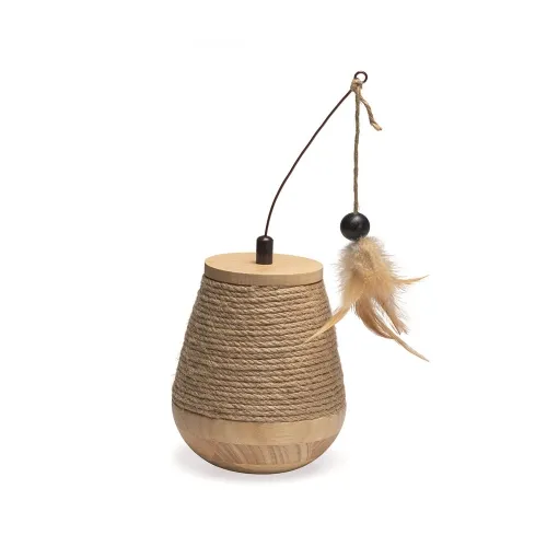 BEEZTEES DBL CAT TOY WOOD TUMBLE MAE 15X15X18CM BEIGE #